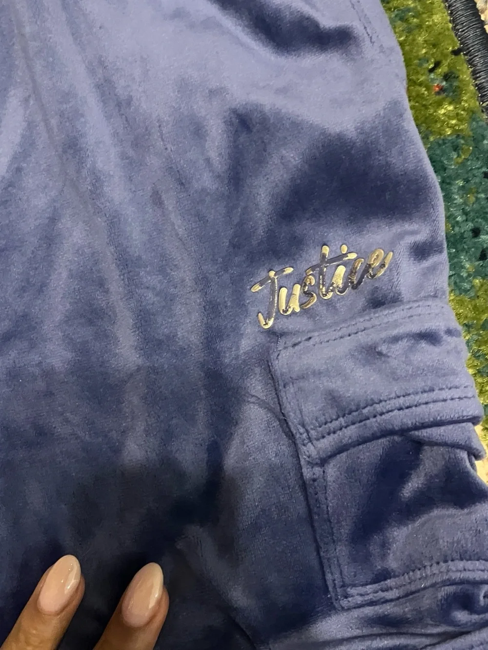 Justice Purple Velvet Zip Hoodie with Gold Zipper